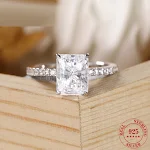 Anel feminino de prata S925 com incrustações de zircônia de 7mm, joia com strass para um visual elegante e radiante. — foto 14