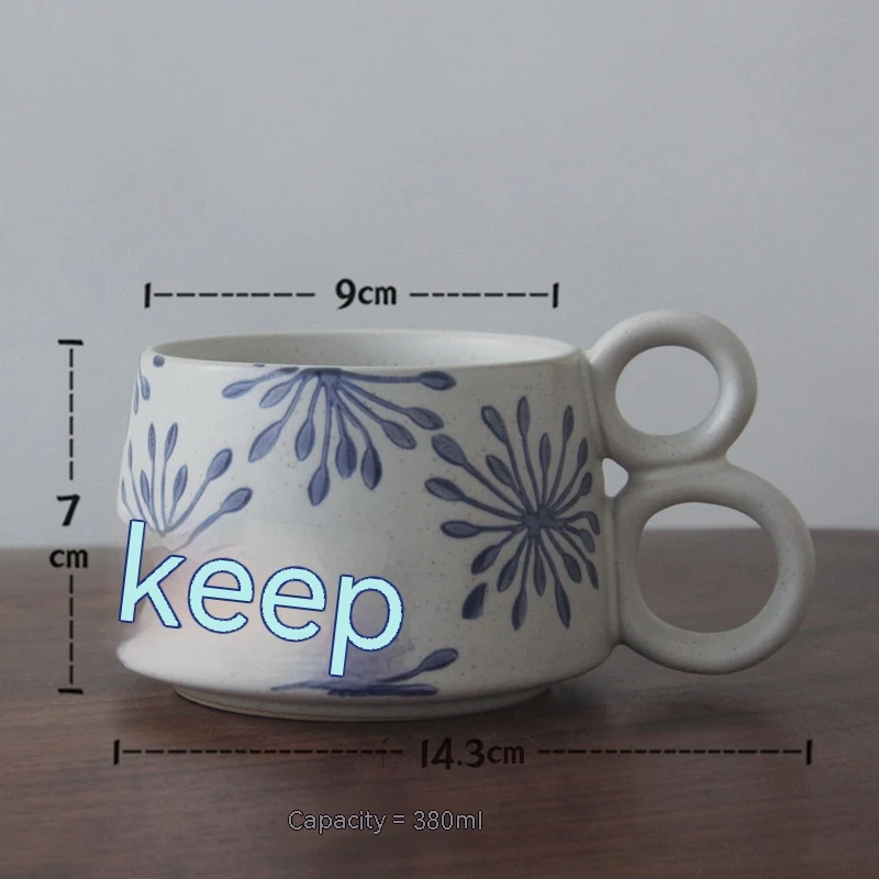 Creative handmade blue and white underglaze porcelain cup for coffee or tea. Enjoy your drinks with this unique, handcra — photo 20