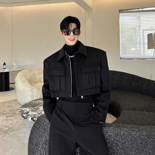 Title 5, Autumn and Winter Dark Mens Short Coat Warm an...