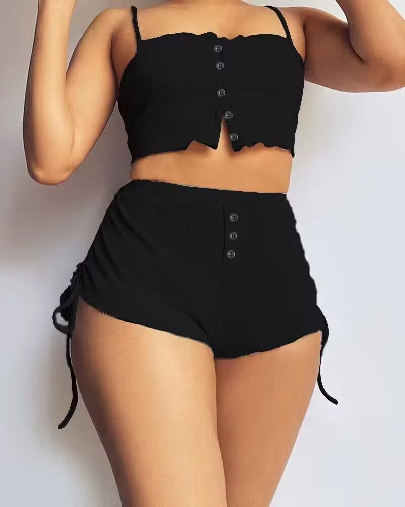 Title 2, Casual Gray Drawstring Leisure Suspender Shorts...