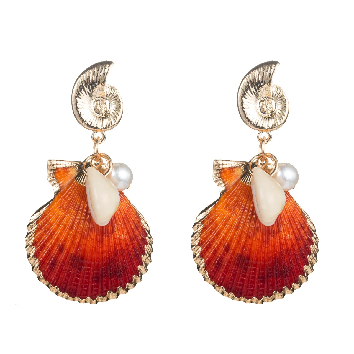 Brincos de concha femininos moda personalidade. Acessório elegante que realça seu estilo. Joia feminina perfeita para você! — foto 5