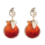 Brincos de concha femininos moda personalidade. Acessório elegante que realça seu estilo. Joia feminina perfeita para você! — foto 5