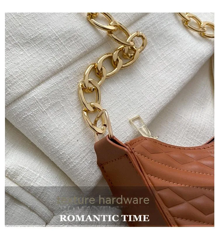 Borsa a spalla baguette plissettata con catena, elegante borsa sottobraccio, perfetta per completare ogni outfit, ideale per portare con te l'essenziale. — foto 10