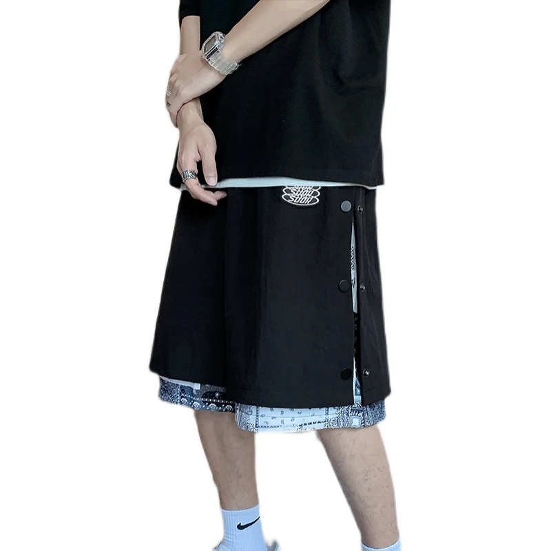 Fake two-piece cashew flower casual shorts, loose-fitting and trendy. Perfect for a relaxed and stylish everyday look. — photo 1