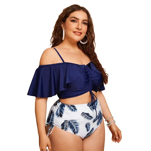 Title 1, Bikini Tube Top Drawstring One-shoulder Ruffled...