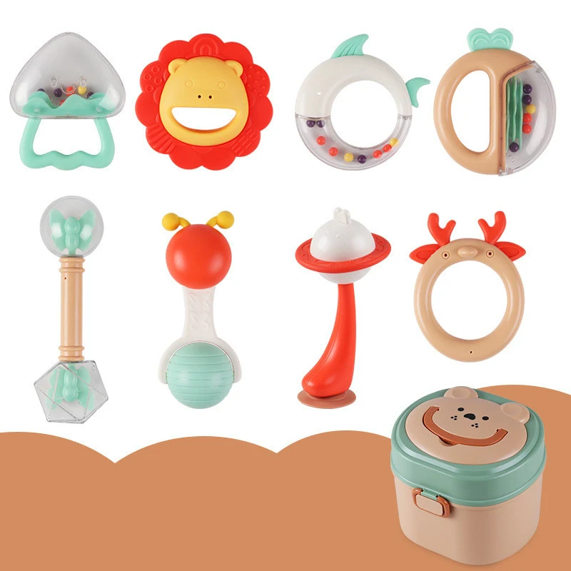 Conjunto Caixa de Presente Brinquedo Chocalho Plástico Bebê Estimula Desenvolvimento Seguro Macio Ideal Presentear Recém-Nascido — foto 10