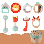 Conjunto Caixa de Presente Brinquedo Chocalho Plástico Bebê Estimula Desenvolvimento Seguro Macio Ideal Presentear Recém-Nascido — foto 10
