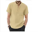 Men's Trendy Stand Collar Cotton Linen Short Sleeve Shirt, perfect for warm weather. Offers a stylish, breathable, and c — photo 21