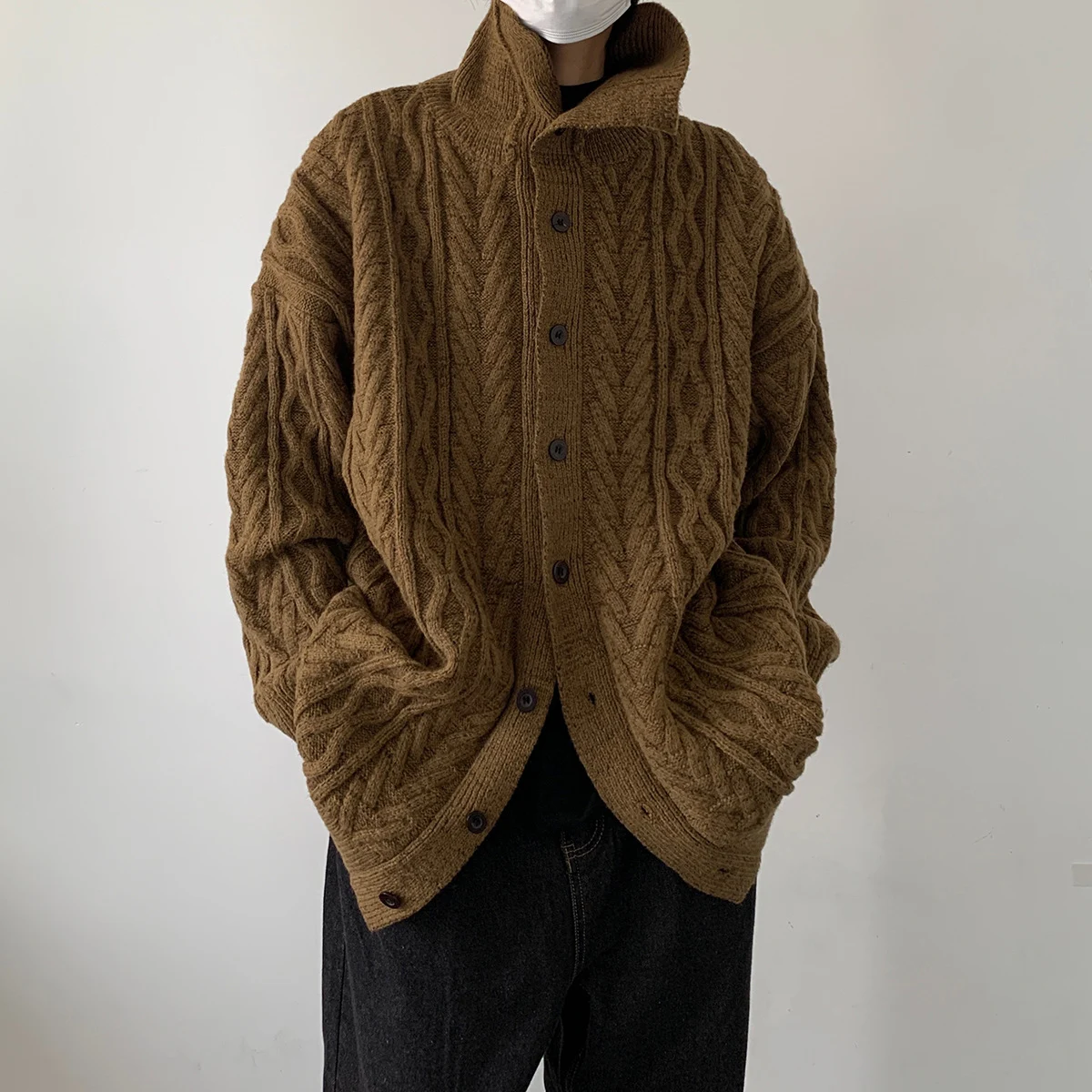Title 3, Korean Vintage Twist Lapel Knit Sweater for an ...
