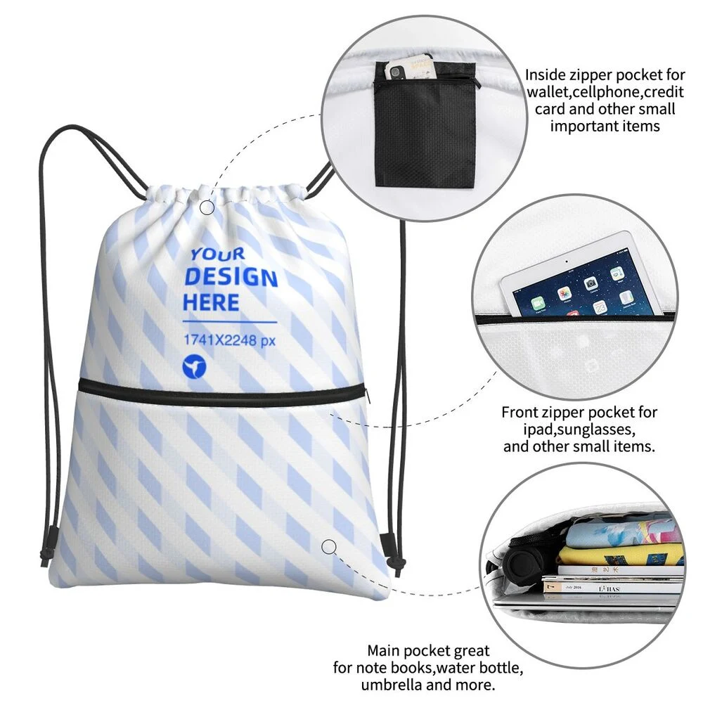 Title 2, Mochila Casual Externa com Zíper e Cordão, Perf...