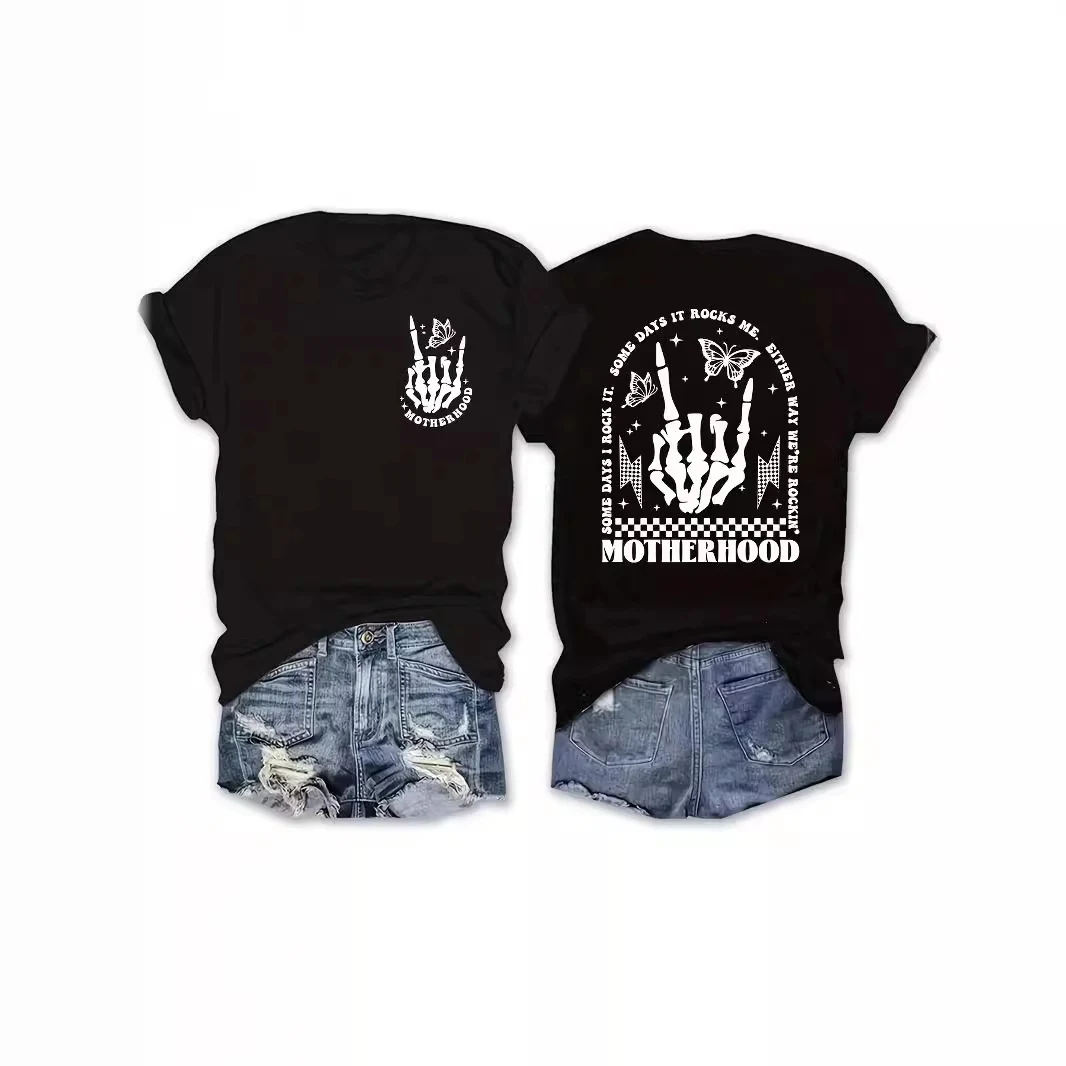 Dames T-shirt met ronde hals en print, korte mouwen. Comfortabel en stijlvol voor dagelijks gebruik. Een perfecte keuze voor een casual look. — foto 3