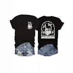 Dames T-shirt met ronde hals en print, korte mouwen. Comfortabel en stijlvol voor dagelijks gebruik. Een perfecte keuze voor een casual look. — foto 3
