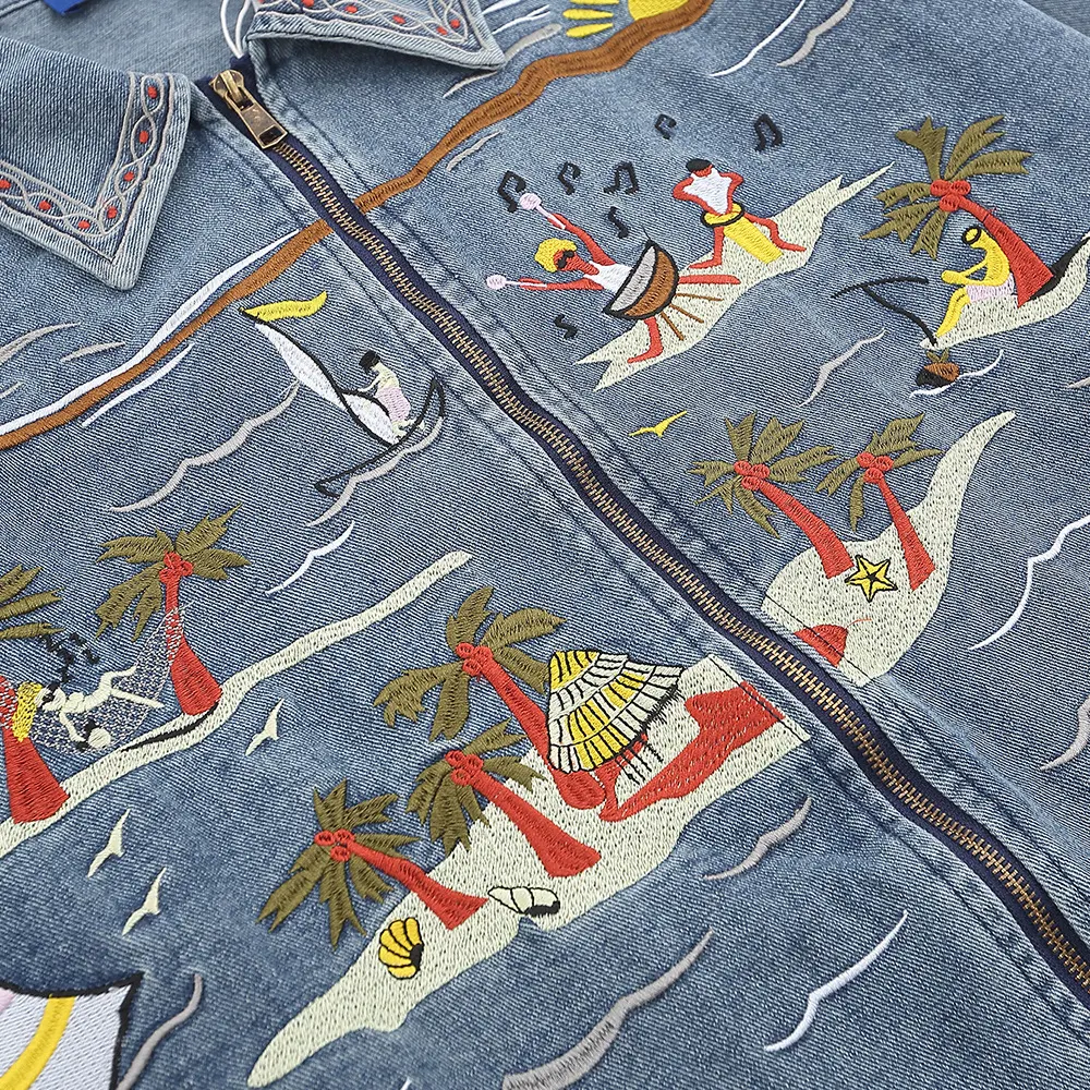 Jaqueta Jeans Bordada Punk Retro Cartoon, estilo autêntico e descolado. Perfeita para um visual marcante, confortável e cheio de atitude. — foto 16