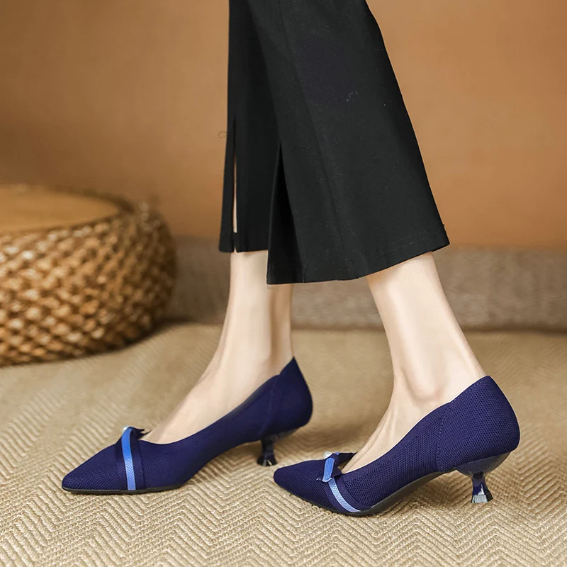 Woven low-cut pointed-toe stilettos knitted shoes, combining elegance and comfort, perfect for special events and a styl — photo 23