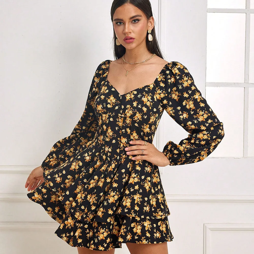 Vacation Long Sleeve Printed Mini Dress — photo 2