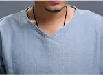 Camisa masculina de algodão e linho com design de pulôver. Conforto e estilo para o verão, leve e respirável, ideal para uso casual e diário. — foto 4
