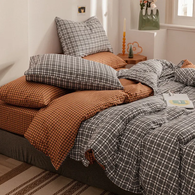Title 15, Cotton Four Piece Simple Quilt Cover for Men Pl...