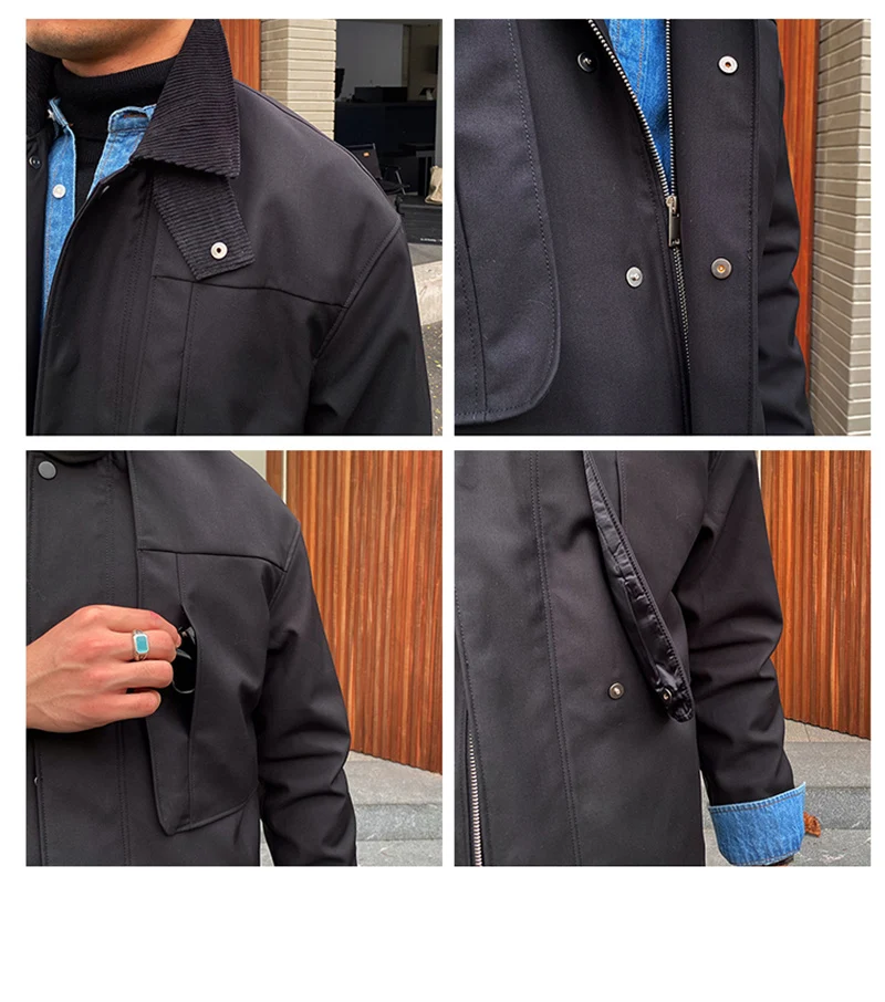 Jaqueta corta-vento masculina Gentleman Fitted de comprimento médio. Ideal para um visual elegante e proteção contra o vento. — foto 2