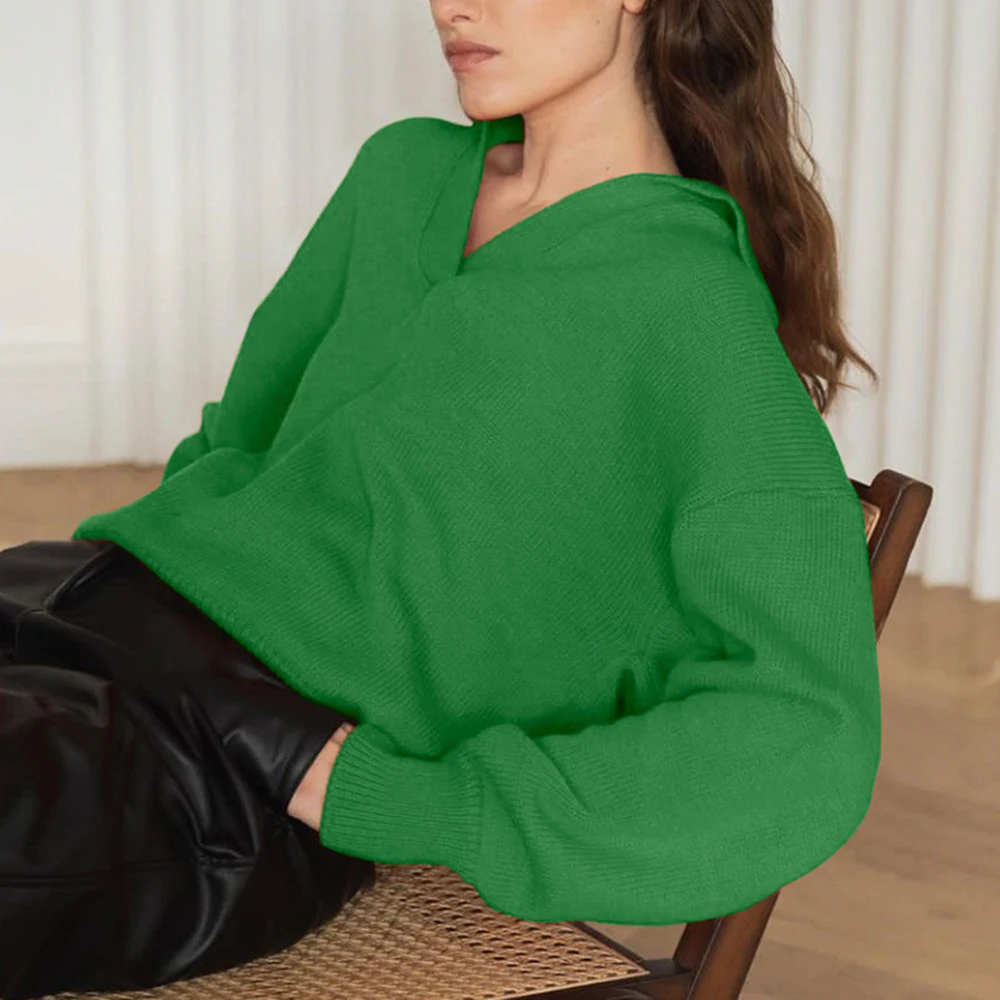 Einfarbiger Strickpullover mit Rollkragen für Damen — foto 5