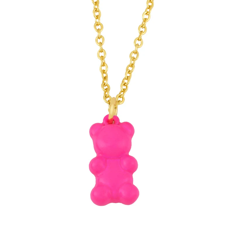 Title 7, Colar feminino com pingente de urso fofo com ól...