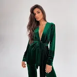 Morning Gown V Neck Trousers Knit Suit And Home Service — photo 3