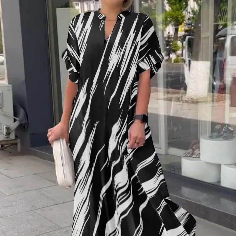 Abito a camicia lunga con spacco casual allentato da donna nuova estate — foto 2