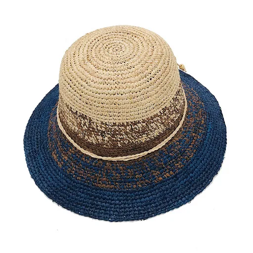 Title 1, Womens Raffia Crochet Shade Dome Flat Brim Wov...