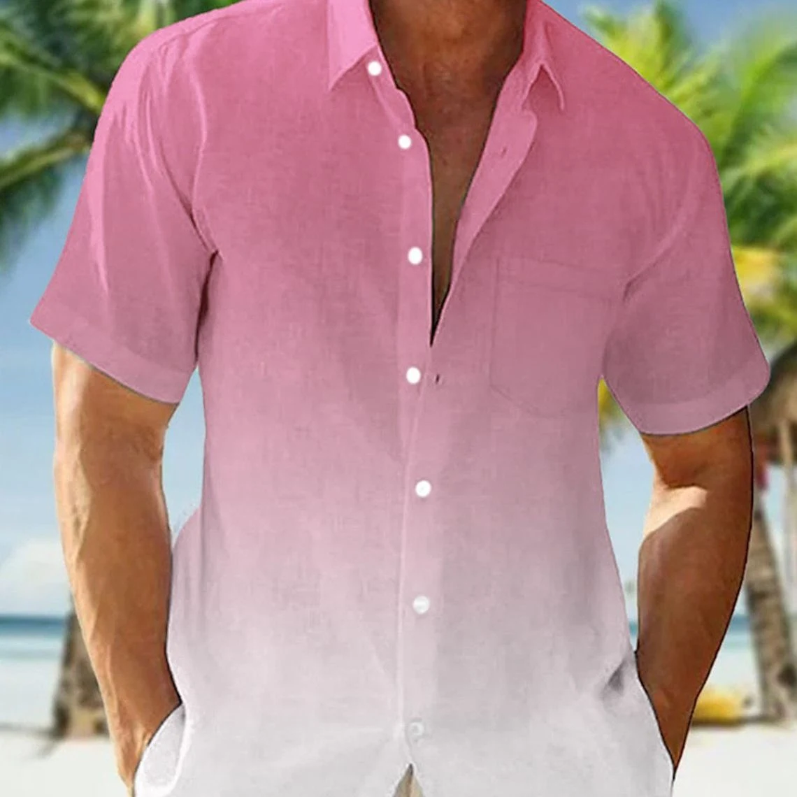 Title 2, Mens Fashion Trendy Hawaiian Short-sleeved Shi...