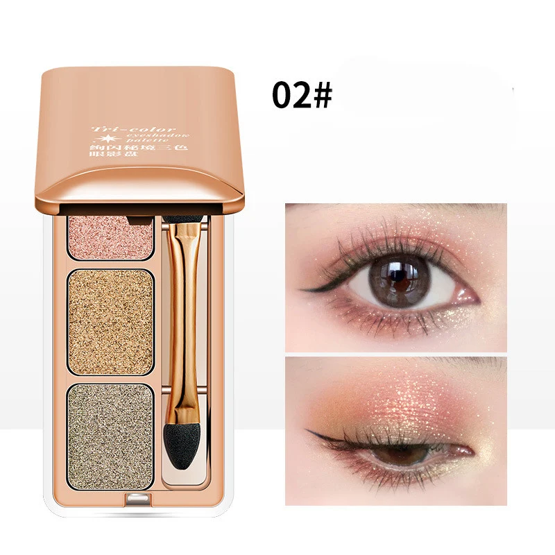 Three Color Eyeshadow Plate With Pearly Light Enhance your eyes with this long-lasting, easy-to-apply, and blendable for — photo 3