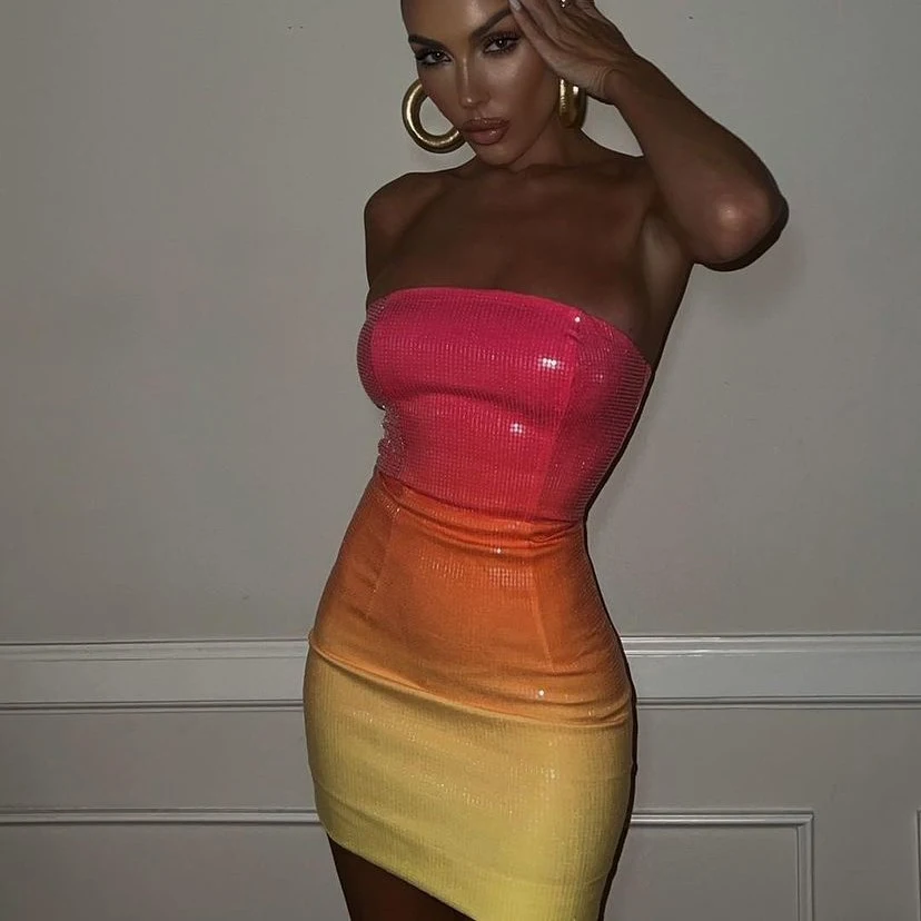 Birthday Party Off-shoulder Tube Top Dress Short — photo 1