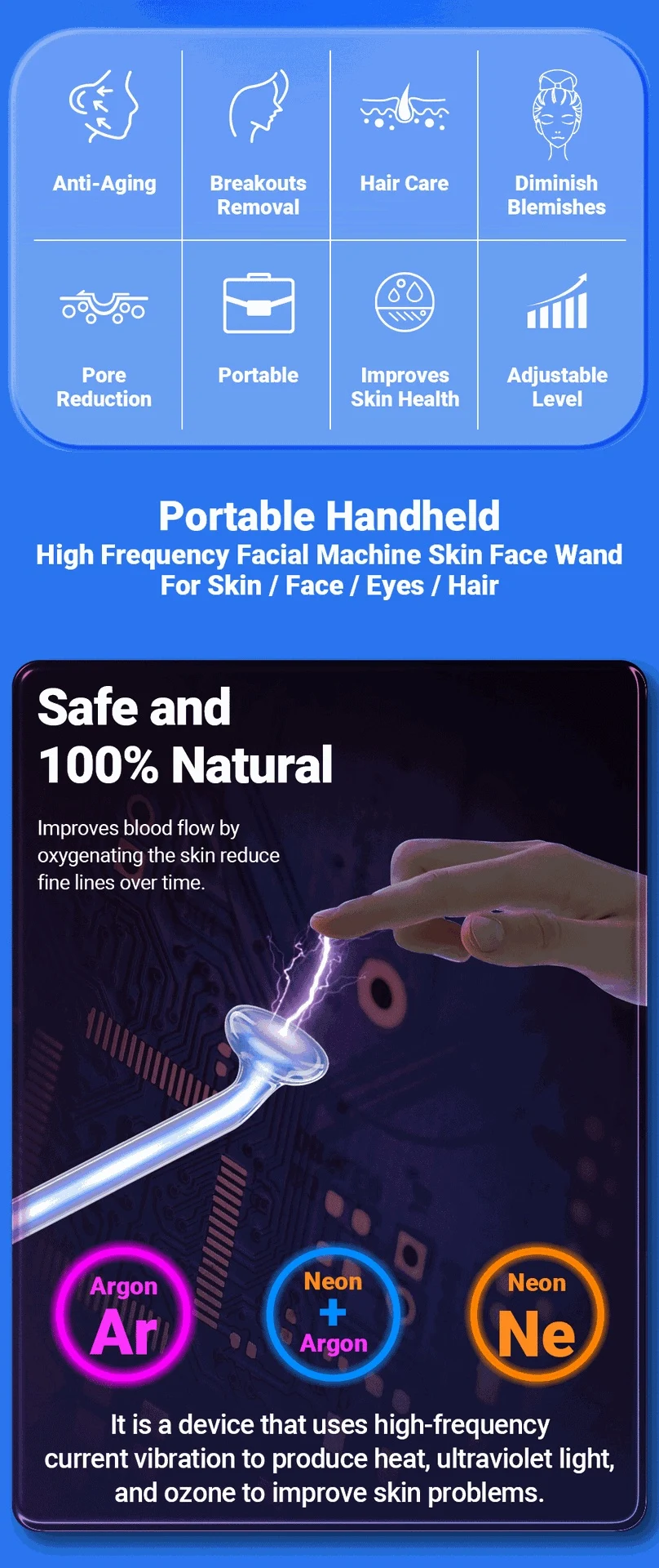 Title 8, Home Electrotherapy Beauty Instrument High Freq...