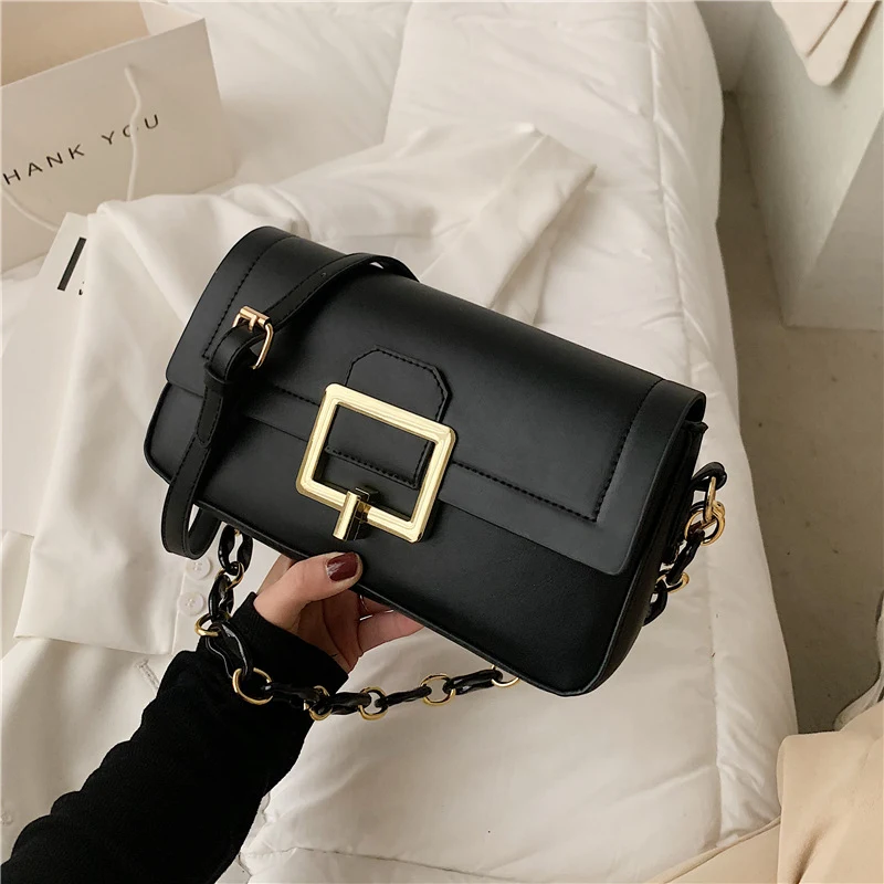 Popular thick chain one-shoulder armpit small square female messenger bag, simple texture, perfect for everyday wear, st — photo 3
