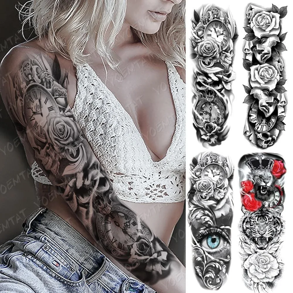 Tatuagens Temporárias Impermeáveis de Braço Inteiro para Homens - Desenhos Grandes e Incríveis, Stickers de Tatuagem Fáceis de Aplicar — foto 1