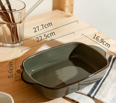 Title 7, Ceramic Baked Rice Tray with Two Ears, Househol...