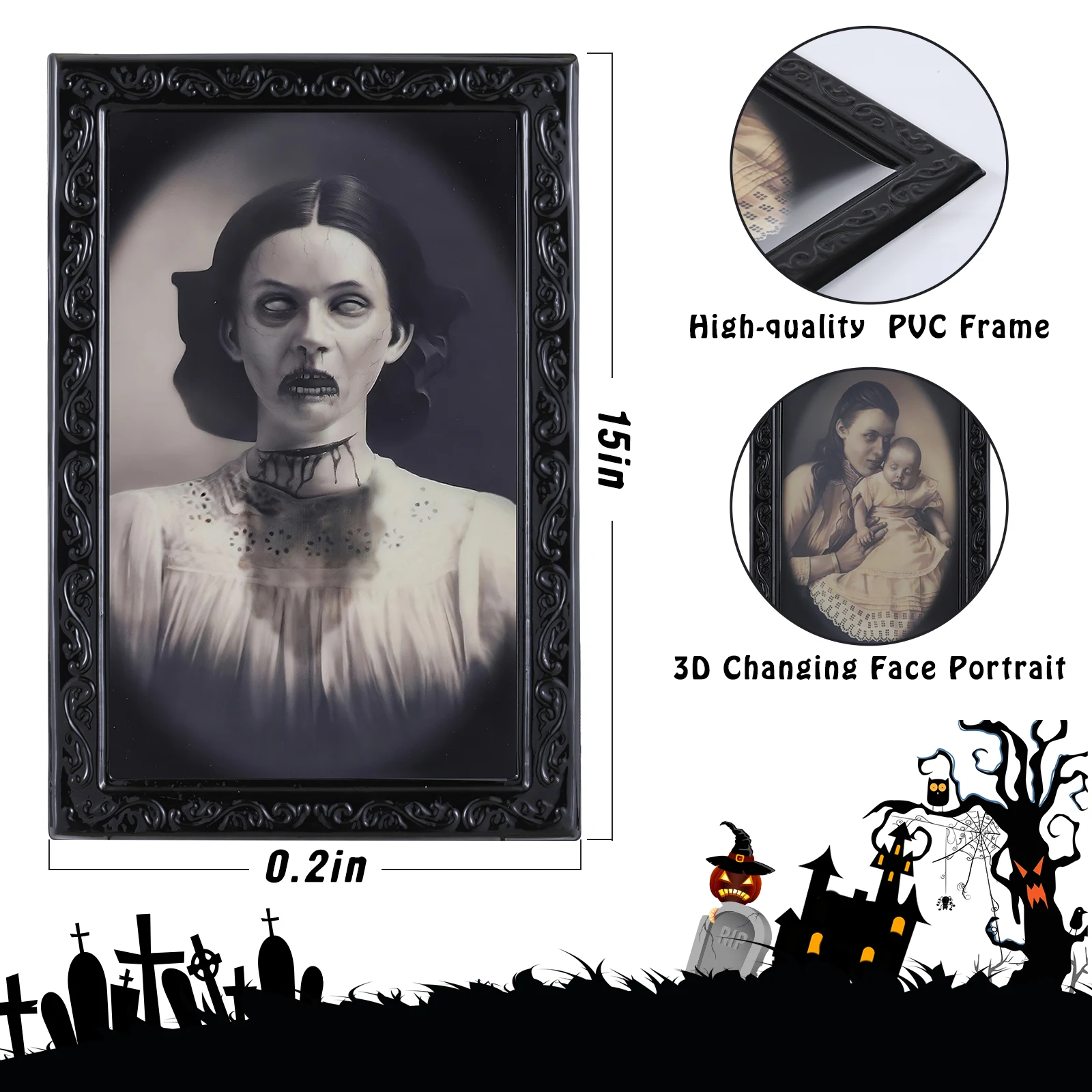 Title 2, Halloween 3D Changing Face Moving Picture Frame...