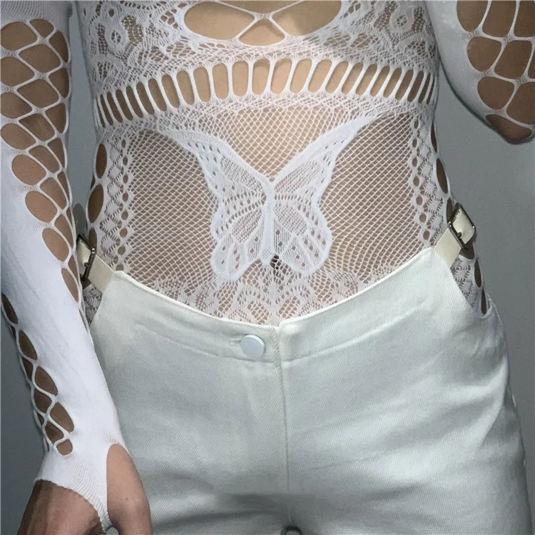 Set canotta e maniche a farfalla in rete elastica traforata. Perfetto come sottogiacca o top, versatile e alla moda, leggero e confortevole. — foto 3