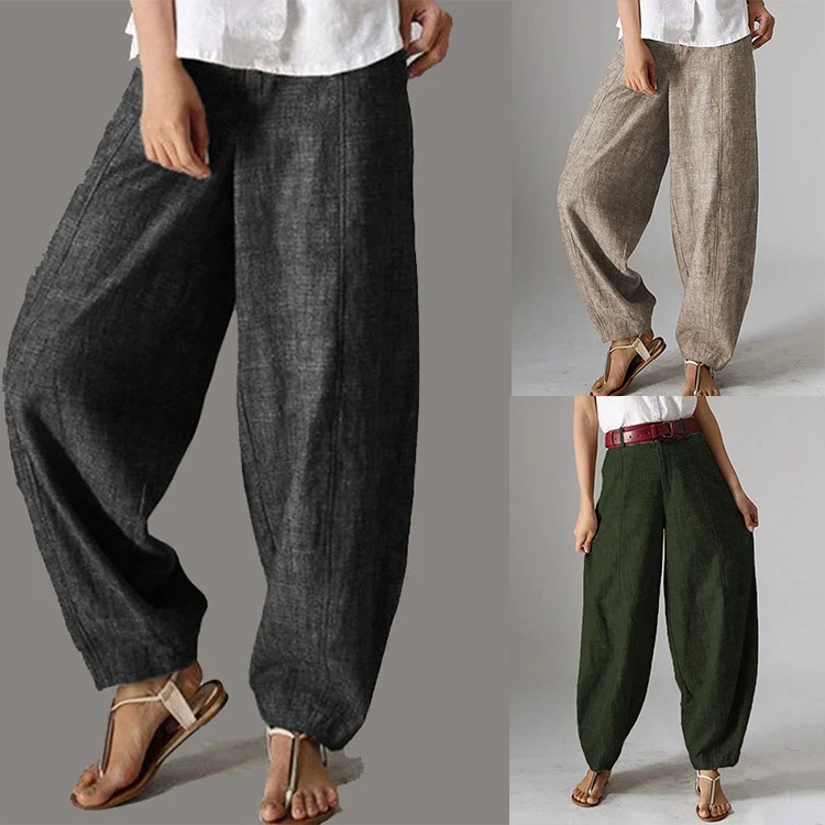 Women's Solid Color High Waist Wide Leg Pants. Casual Trousers for Women, Offering Comfort and Style for Everyday Wear. — photo 14