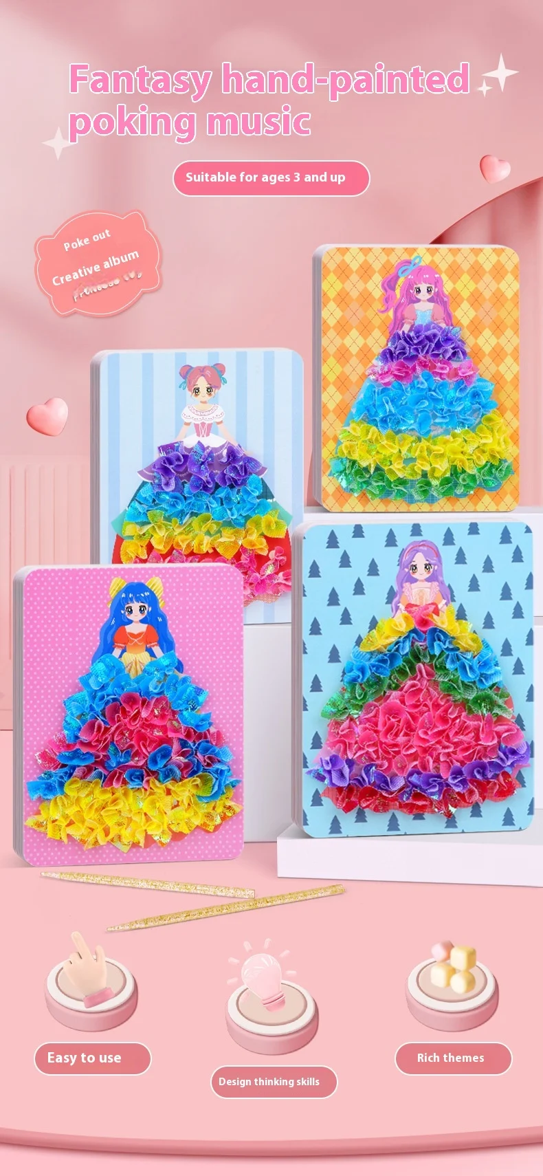 Title 3, Childrens Hand-painted Poke Girls Sticker Book...