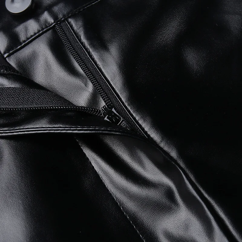 Shorts de base de couro PU de cintura alta para outono e inverno, modelo justo, perfeitos para um look elegante e aquecido, ideais para diversas ocasiões. — foto 7