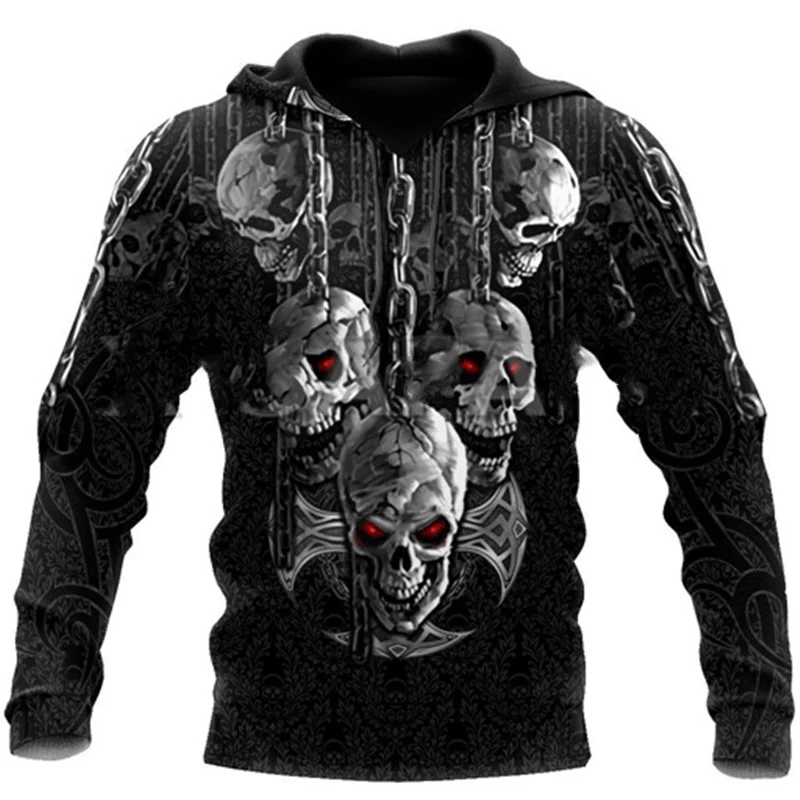 Suéter 3D de manga longa com estampa de caveira de terror para homens, ideal para um visual assustador e confortável no inverno — foto 1