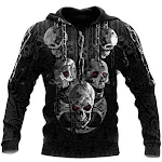 Suéter 3D de manga longa com estampa de caveira de terror para homens, ideal para um visual assustador e confortável no inverno — foto 1