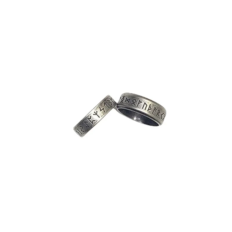 Anillo de hombre con inscripción antigua tallada y pulida, personalidad única, regalo perfecto. Joyería masculina. — foto 4
