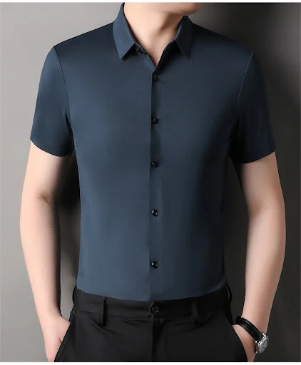 Title 8, Mens Fashion Seamless Non-ironing Solid Color ...