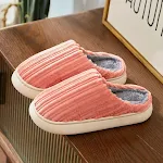 Women's Fashion Corduroy Stripe Slippers for Winter. Warm, non-slip house shoes for indoor floors and bedrooms, solid co — photo 8
