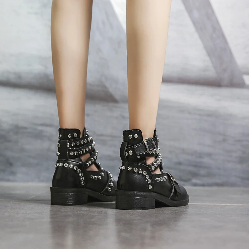 Fashion Metal Rivet Belt Buckle Martin Boots – Stylish and durable boots perfect for a modern, edgy look. Comfort and qu — photo 2