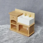 Casa de Bonecas Mini Móveis Modelo Banheiro Cozinha Cena Cor de Madeira Lavagem Mesa - Decore sua casa de bonecas com detalhes realistas e charmosos. — foto 3