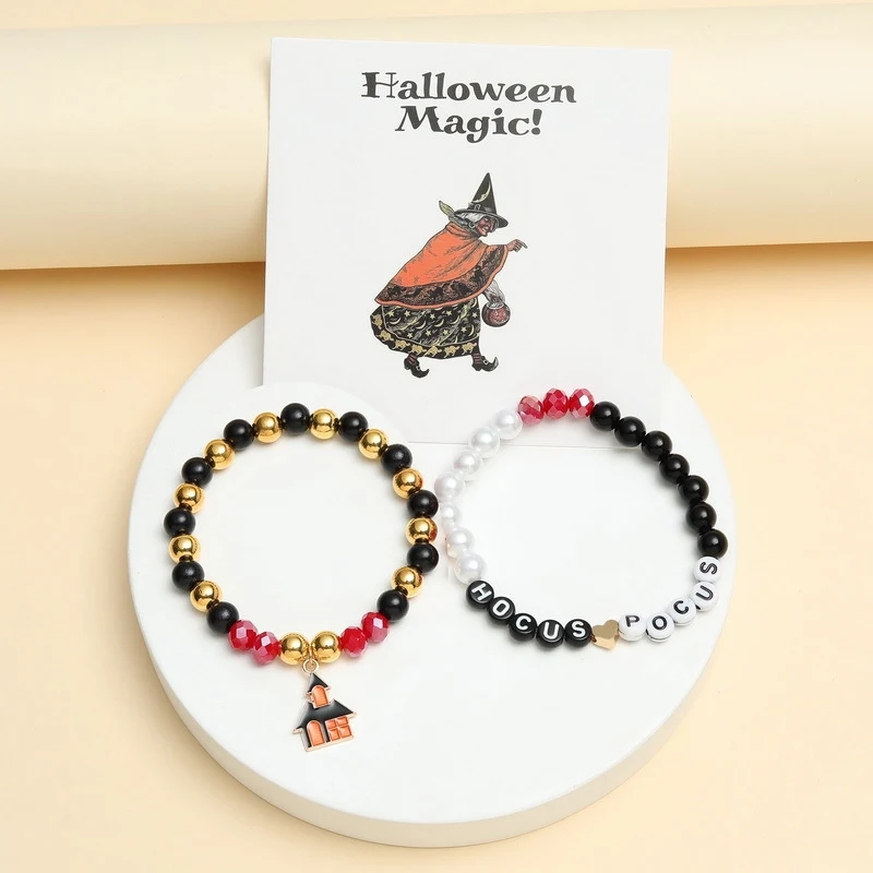 Pulseira de contas simples de moda Halloween para homens e mulheres. Adicione um toque festivo e estiloso ao seu visual. — foto 4