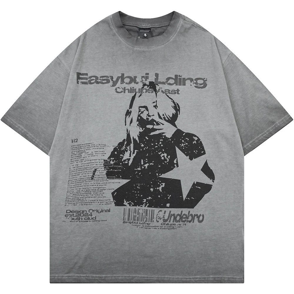 Title 2, Camiseta masculina de verão com gola careca e g...