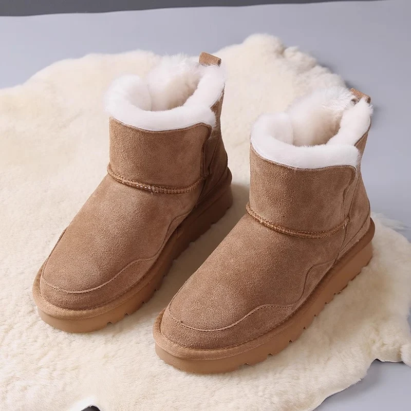Botas de neve femininas com sola grossa e forro de fleece Conforto e aquecimento para o inverno Perfeitas para manter os pés quentes e secos na neve e frio — foto 7
