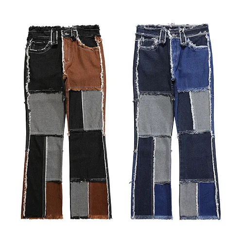 Title 5, Mens Hip Hop Shredded Patch Flared Casual Jean...